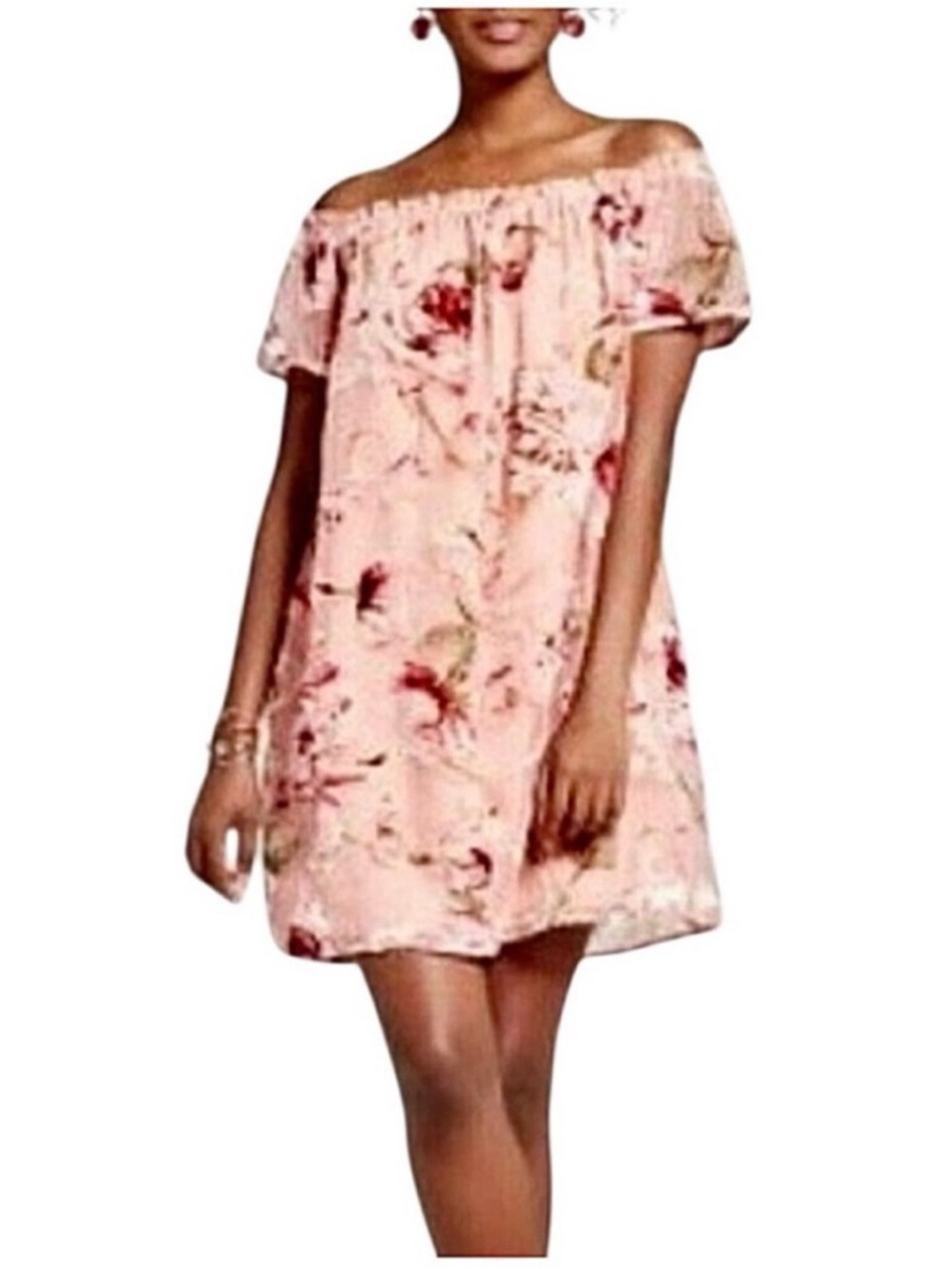 Xhilaration Pink Floral Off-Shoulder Dress